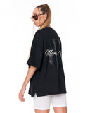 Mandala Shining Print with 3D Embroidery Black T-shirt black streetwear tee