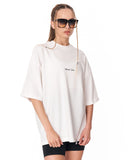Mandala Shining Print with 3D Embroidery White T-shirt relaxed oversized style