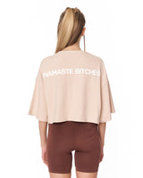 Namaste Oversized Beiges Crop-Top T-Shirt