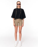 Relaxed-fit black cropped T-shirt with crew neckline