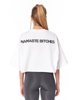 Namaste Oversized Weißes Crop-Top T-Shirt