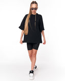 No Heart Graphic Black Oversized T-shirt with monochrome and red contrast