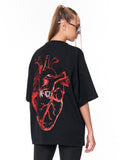 No Heart Graphic Black Oversized T-shirt with minimal chest detail