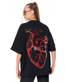 No Heart Graphic Black Oversized T-shirt with drop shoulder cut