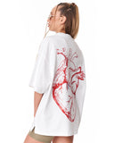 No Heart Graphic White Oversized T-shirt women’s relaxed silhouette