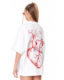 No Heart Graphic White Oversized T-shirt with bold graphic detail