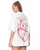 No Heart Graphic White Oversized T-shirt with drop shoulder cut
