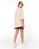 Women's Oversized Asymmetrical Beige T-Shirt minimal design