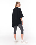 Women's Oversized Asymmetrical Black T-Shirt with drop shoulder look