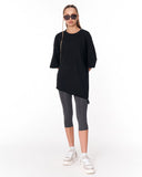 Women's Oversized Asymmetrical Black T-Shirt minimal design
