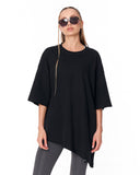 Women's Oversized Asymmetrical Black T-Shirt streetwear look