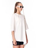 Women's Oversized Asymmetrical White T-Shirt with asymmetrical hem