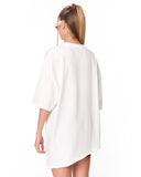 Women's Oversized Asymmetrical White T-Shirt oversized fit