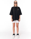 Women's Oversized Chest and Back 3D Printed Black T-Shirt casual oversized styling