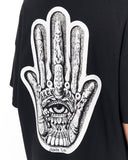 Women's Oversized Chest and Back 3D Printed Black T-Shirt with chest print detail