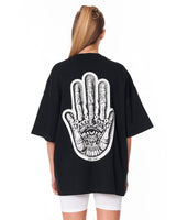 T-shirt noir oversize avec print 3D poitrine et dos
