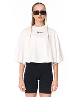 Camiseta crop-top blanca oversize Martin Valen con 3D print