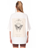Oversized Monarch Loop White T-Shirt with butterfly back artwork