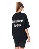 Underground Hip Hop Black Oversized T-Shirt with oversized drop shoulder cut