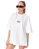 Underground Hip Hop White Oversized T-Shirt with minimal chest logo detail