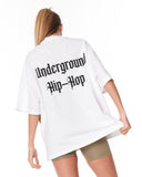 Underground Hip Hop White Oversized T-Shirt in black and white contrast