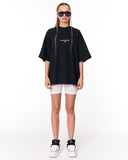 Urban DNA Applique Patch Oversized Black T-shirt front view