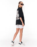 Urban DNA Applique Patch Oversized Black T-shirt with DNA text detail