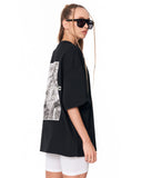 Urban DNA Applique Patch Oversized Black T-shirt with graphic back design