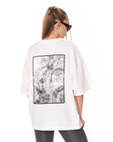 Urban DNA Applique Patch Oversized White T-shirt with printed patch design