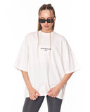 Urban DNA Applique Patch Oversized White T-shirt white cotton fabric