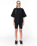 Utility Pocket Black Oversized T-Shirt with clean minimal look