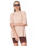 Van Gogh Blossoms Oversized Beige T-shirt with minimal front logo