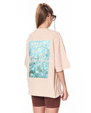Van Gogh Blossoms Oversized Beige T-shirt with oversized fit