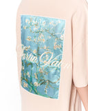 Van Gogh Blossoms Oversized Beige T-shirt in beige cotton fabric