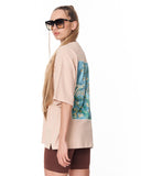 Van Gogh Blossoms Oversized Beige T-shirt with relaxed streetwear fit
