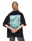 Van Gogh Blossoms Oversize Siyah Tişört