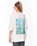 Van Gogh Blossoms Oversized White T-shirt in white cotton fabric