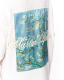 Van Gogh Blossoms Oversized White T-shirt styled with grey leggings