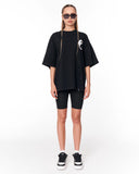 Yin Yang Brush Graphic Black Oversized T-Shirt with relaxed urban aesthetic