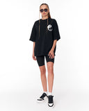 Yin Yang Brush Graphic Black Oversized T-Shirt in soft heavy cotton feel