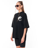 Yin Yang Brush Graphic Black Oversized T-Shirt in relaxed oversized fit