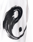 Yin Yang Brush Graphic White Oversized T-Shirt with minimalist streetwear look
